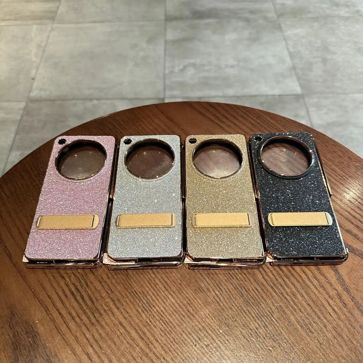 Funda protectora trasera para OPPO Find N3, carcasa completa para teléfono, carcasa dura de PC con purpurina y soporte, a la moda - imagen 2