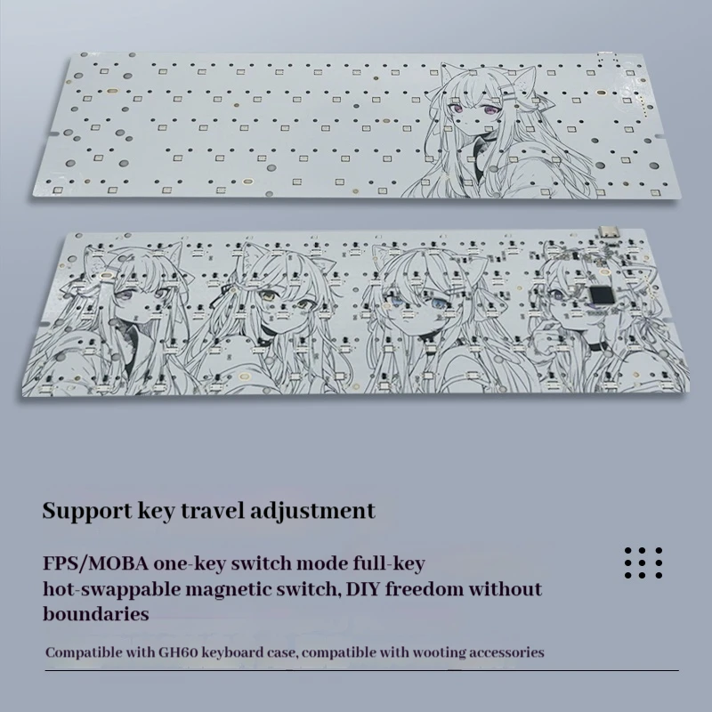 IMK Color61 teclado de eje magnético PCB personalizado alto brillo 5 luz inferior acrílico Anime patrón Diy teclado para juegos - imagen 5