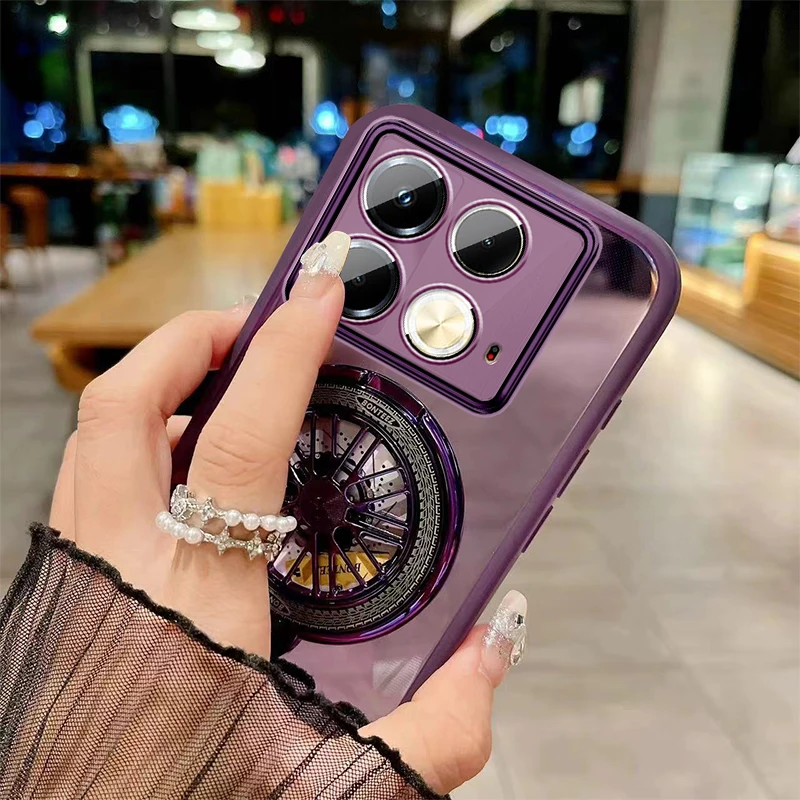 Funda transparente para Infinix Note 40 Pro Plus, cubierta trasera protectora con anillo giroscópico, lente magnética, 30, 40 Pro - imagen 4