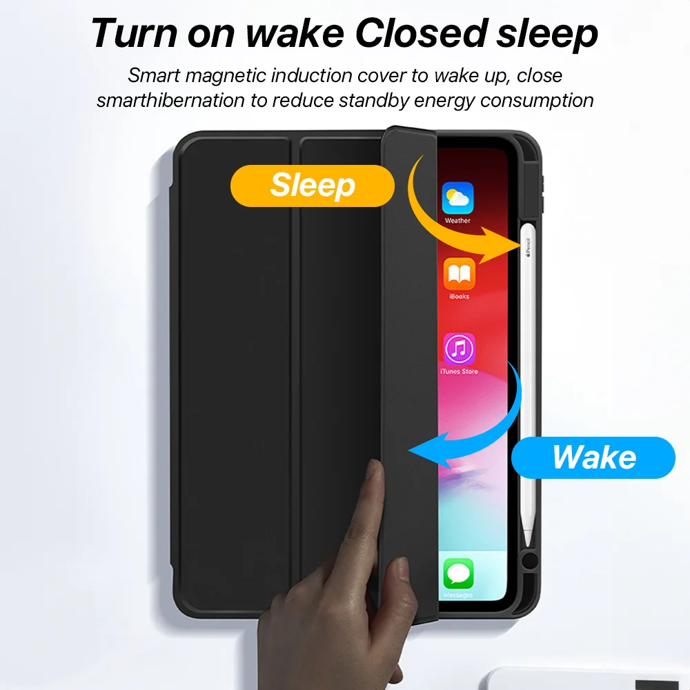 Español Funda transparente con Portalápices para IPad, cubierta protectora para IPad 10,9, Air4, Air5, 5, 6, 7, 8, 9, 10 °, Mini 6 Pro, 11, 12,9 pulgadas - imagen 3