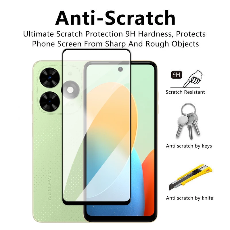Protector de pantalla para Tecno Spark Go 2024, cristal de cubierta completa de 6,6 pulgadas para Tecno Spark Go 2024, vidrio templado para Spark Go 2024 - imagen 2