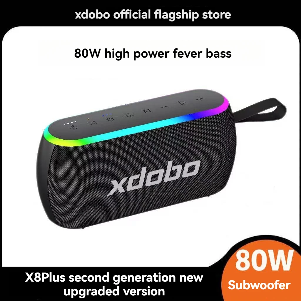 Altavoz Bluetooth inalámbrico portátil XDOBO PLUS II subwoofer de 80W con sonido envolvente de 360 grados TWS ciclismo camping subwoofer RGB - imagen 2