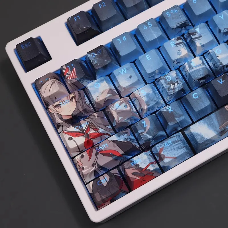 Juego de 108 teclas de Kantai Collection, Kashima, PBT Dye, teclas retroiluminadas, teclas de Anime para juegos, 61, 87, 104, 108, diseño - imagen 2