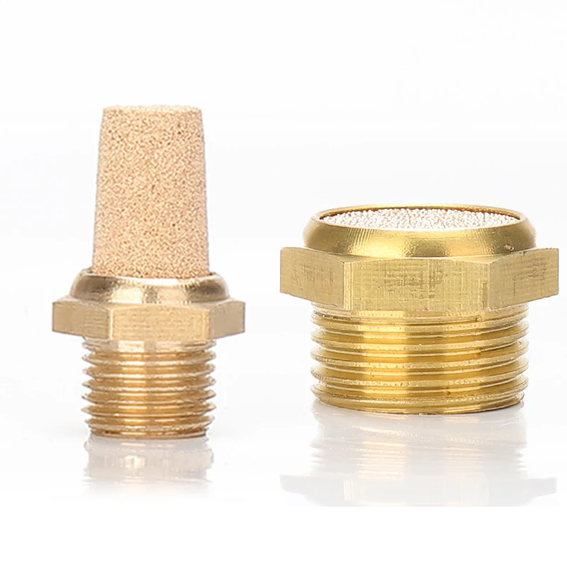 Silenciador de escape neumático de latón, conector reductor de ruido, Conector de cobre, m-lh, M5, 1/8 ", 1/4", 3/8 ", 1/2", 10 Uds./lote