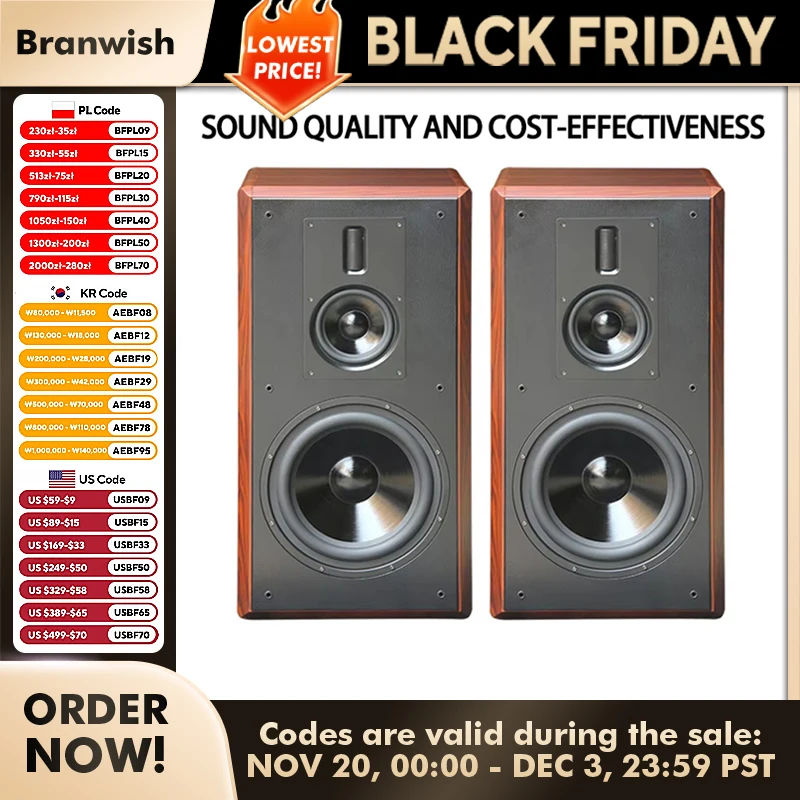 Altavoces de estantería de 300W y 12 pulgadas, sistema de cine en casa Hifi de tres vías para fiebre, música, equipo de sonido de madera, amplificadores, altavoz pasivo - imagen 2