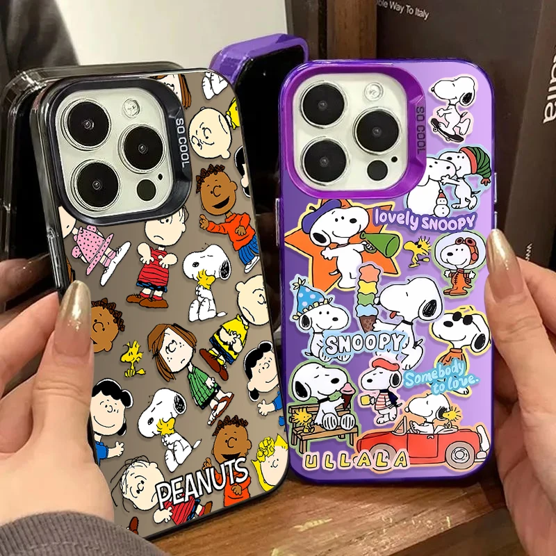 Preciosa funda de teléfono chapada S-Snoopy a la moda para iPhone 17 Air 16 15 11 12 14 13 Pro Max XS X XR Plus 8 7 SE 2020 cubierta a prueba de golpes - imagen 2