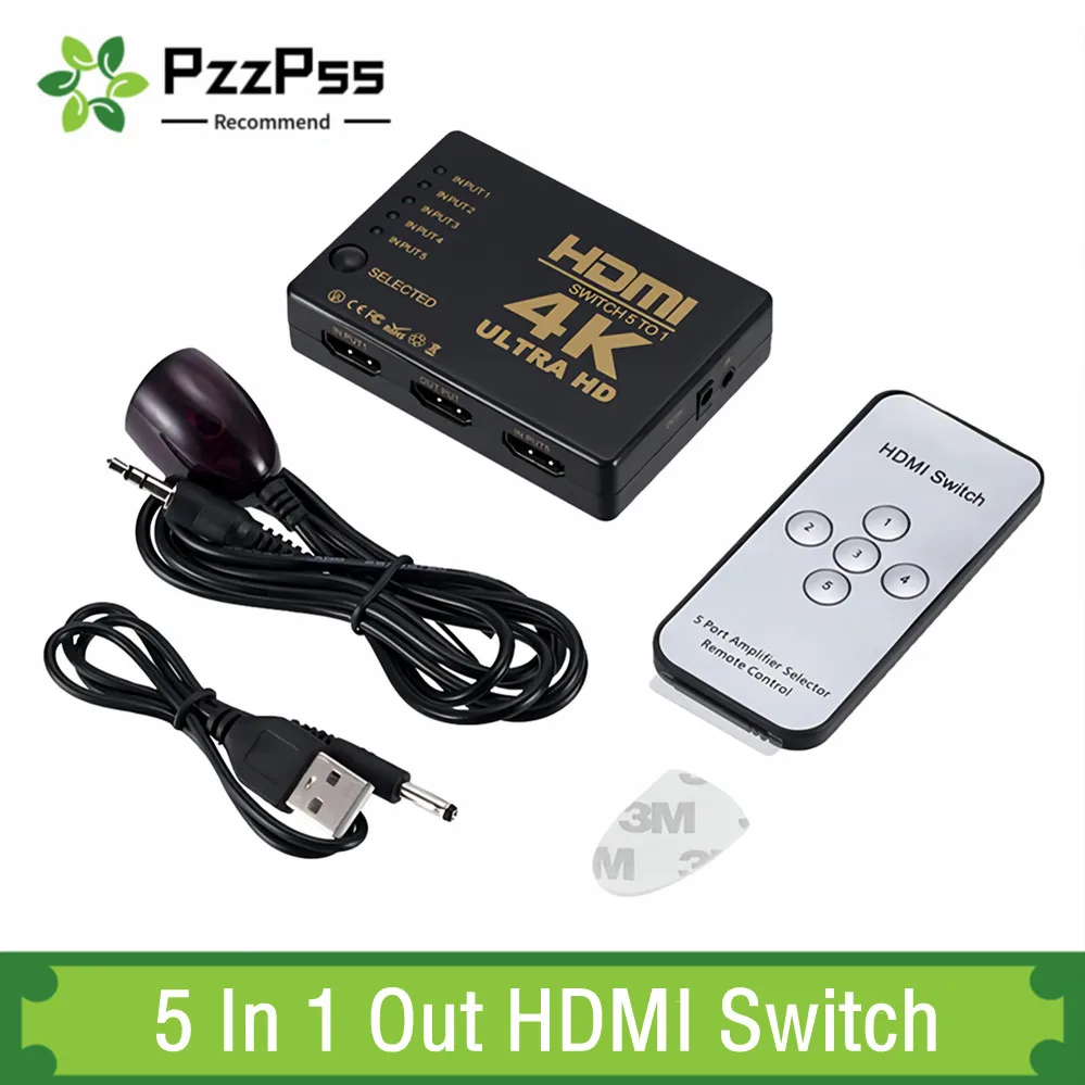 4K * 2K 3D 5x1 interruptor compatible con Hdmi 5 en 1 salida HD 1080P Selector de vídeo adaptador Hub divisor para Xbox PS4 DVD HDTV PC portátil TV