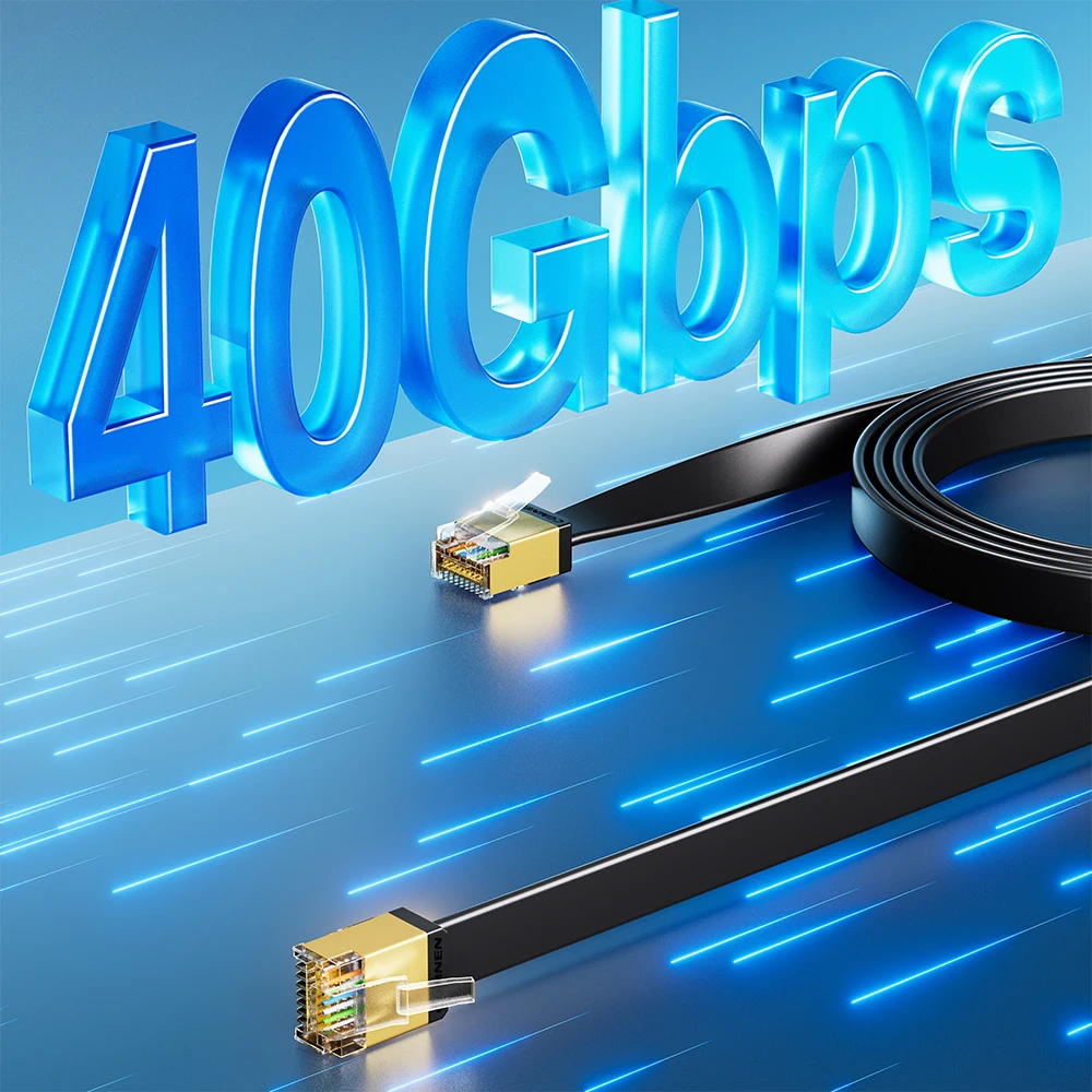 Cable Ethernet COMNEN Flat Cat 8, Cable Lan de red RJ45 de 40Gbps para PC, módem, portátil, enrutador PS5, Cable de enlace de datos de alta velocidad CAT6 - imagen 3