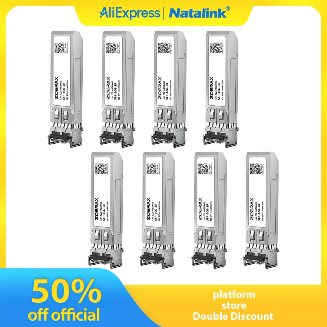 Transceptor Ethernet Natalink 10G SFP+ SR LC 850nm Módulo óptico dúplex multimodo Cisco, Ubiquiti, Netgear, Fortinet, Mikrotik