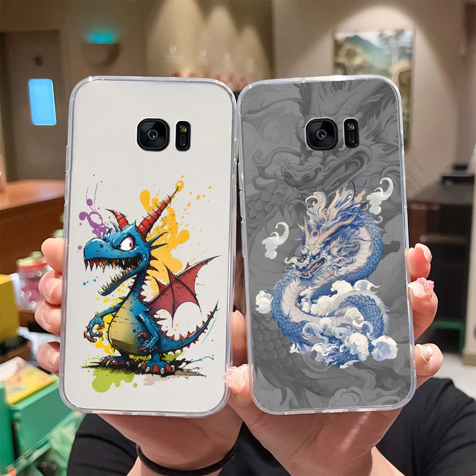 Para Samsung Galaxy S7 Edge S6 Edge + funda de teléfono Animal encantador dibujos animados suave TPU transparente funda de silicona para SamsungS6 S 7 Shell - imagen 5