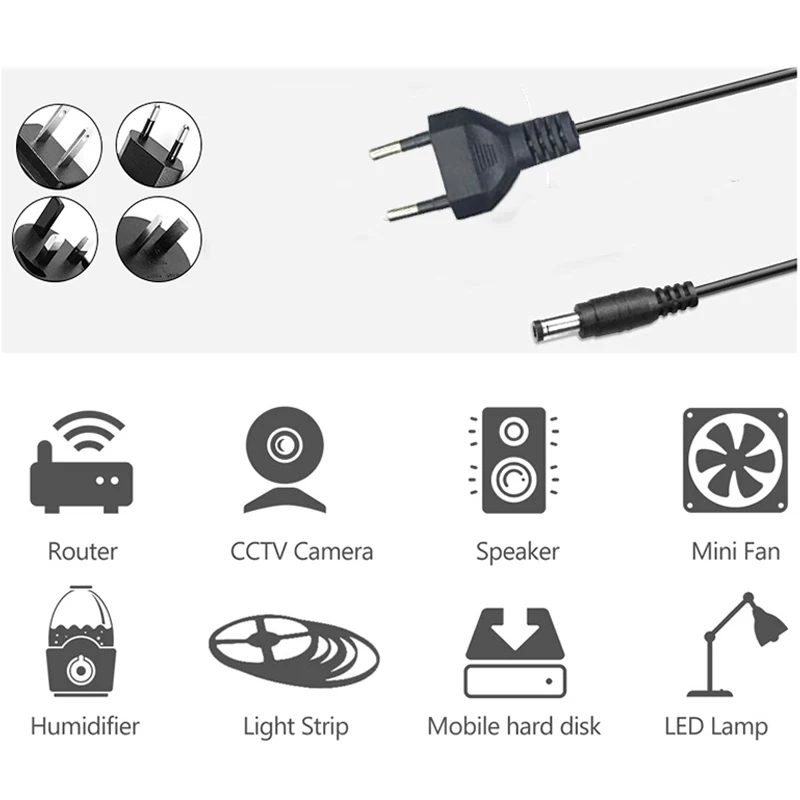 Adaptador de 12V 5A, convertidor de fuente de alimentación, cargador, entrada UE EE. UU., 110V, 220V, salida, transformador de luz de tira LED de 12V - imagen 5