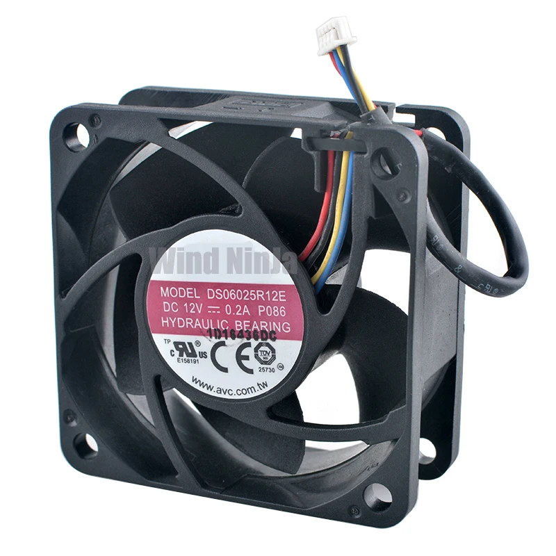 DS06025R12E ventilador de refrigeración silencioso para chasis, fuente de alimentación de CPU, 6cm, 60mm, 60x60x25mm, DC12V, 0.20A, 4 pines - imagen 4