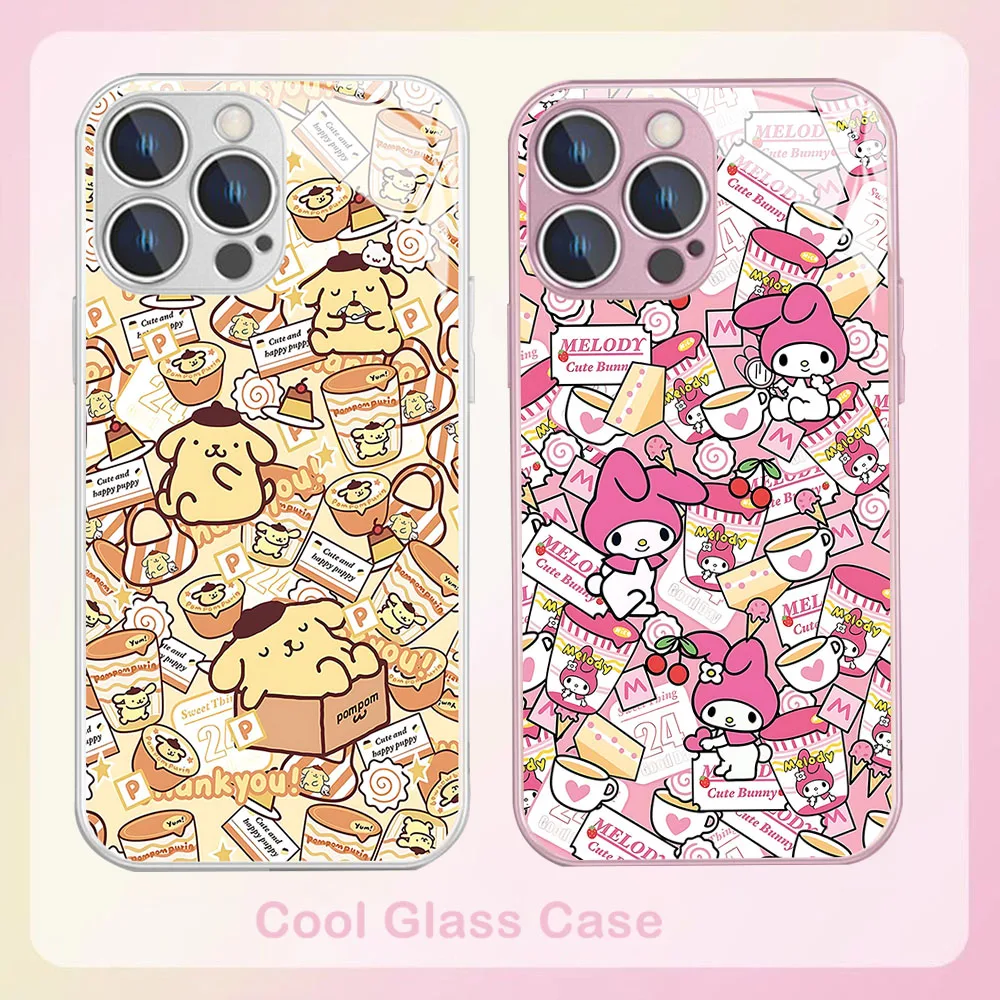 Kuromi-funda de teléfono de Color metálico para IPhone, carcasa dura de cristal para modelos X, XR, XS, 16, 15, 14, 13, 12 Mini, 11 Pro Max, 7, 8, SE, 20 Plus - imagen 2