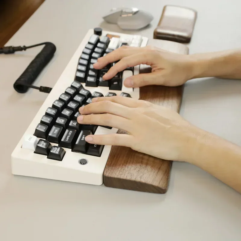 ABM066 teclado personalizado de madera de nogal, reposamuñecas de resina, cómodo, ergonómico, antideslizante - imagen 3
