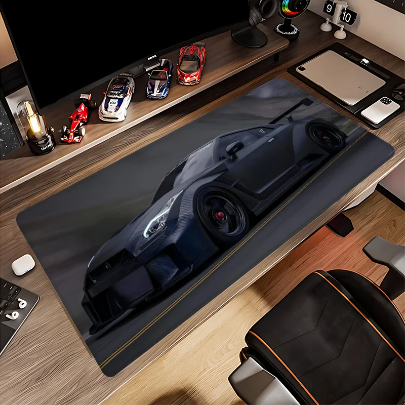 Alfombrilla de ratón grande para coche deportivo de carreras, color negro, 900x400MM, borde cosido de goma, accesorio de escritorio XXL para el hogar y la Oficina para entusiastas del coche - imagen 2