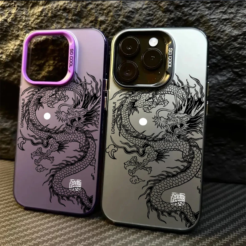 Para IPhone 16 15 Pro 11 12 13 Mini 14 XS MAX XR 7 8 Plus SE 4 funda de teléfono acrílica Dragon Totem carcasa protectora de pantalla a prueba de golpes - imagen 2