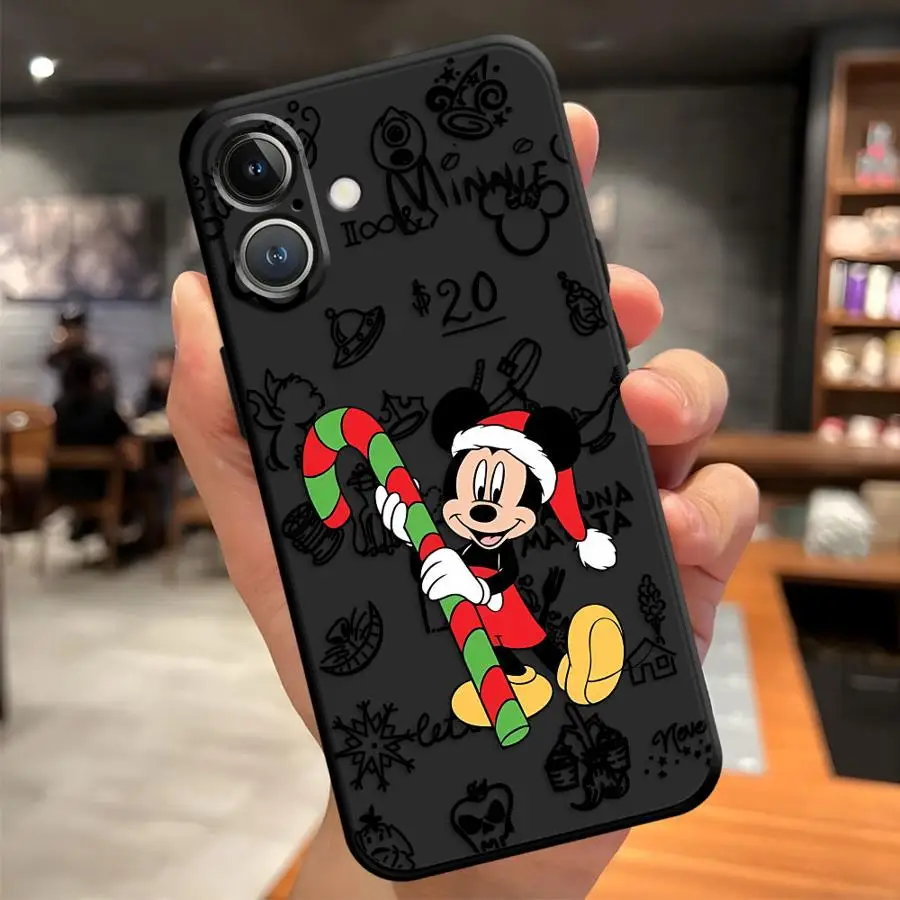 Funda navideña de Mickey Minnie para iPhone 15 16 14 Plus 7 8 XR 13 12 11 17 Pro Max XS Max 17Air, funda suave negra para teléfono - imagen 4