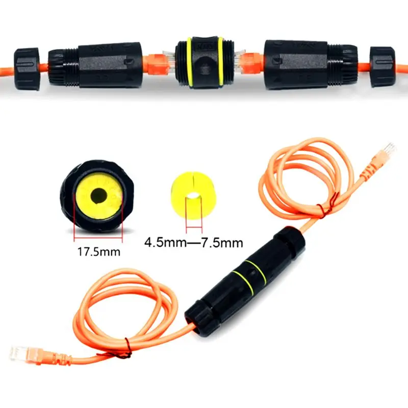 IP68 impermeable y a prueba de polvo Cat7/Cat5/Cat6/Cat6A RJ45 blindado cobre puro 10GB Ethernet hembra a conector hembra - imagen 2