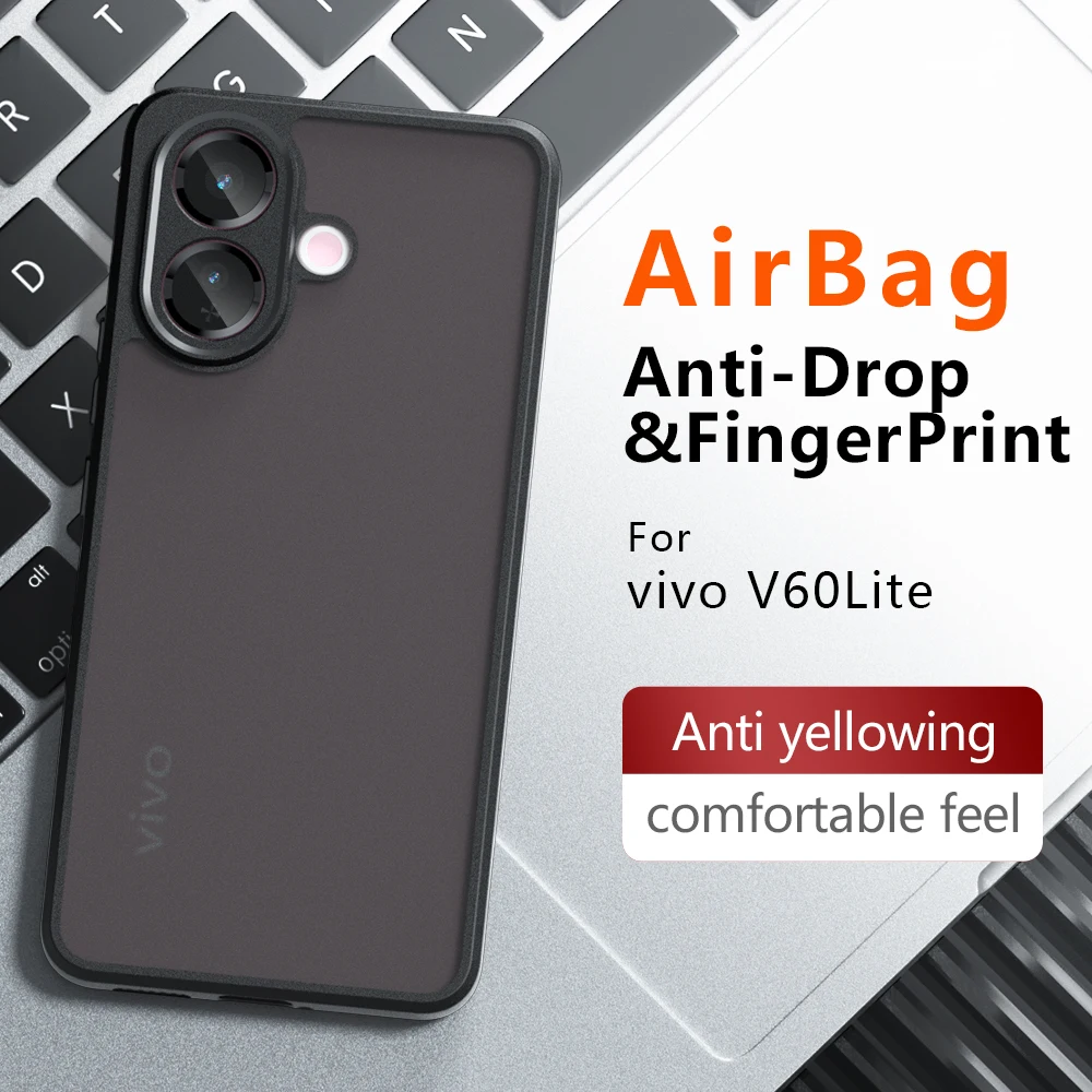Funda mate para VIVO V60 Lite, a prueba de golpes, piel esmerilada, sensación mate, PC, TPU, cubierta transparente para VIVO V60 Lite, Capa de parachoques