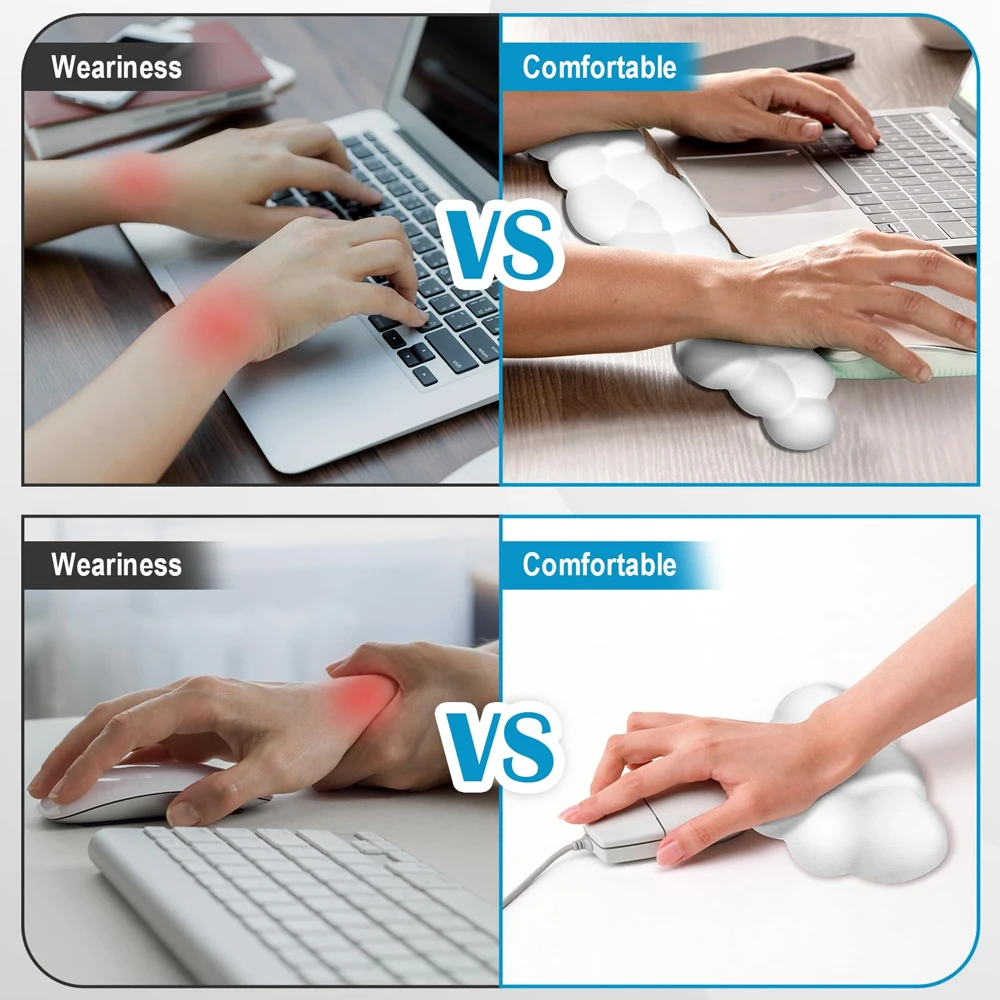 Alfombrilla de ratón QUKAM 2025 Cloud, teclado ergonómico, reposamuñecas, protección de escritura para oficina, para iPad, Mac, tableta, portátil, alfombrilla antideslizante para ratón - imagen 3