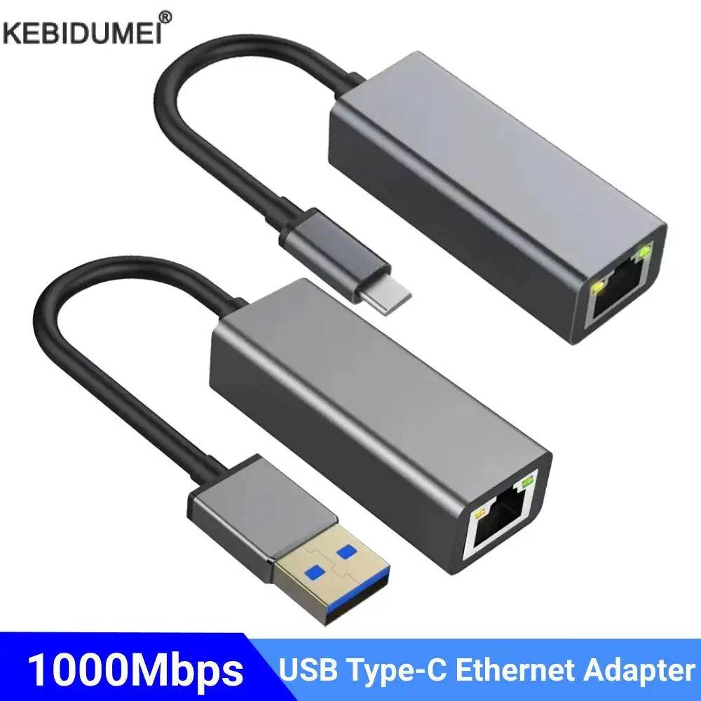 KEBIDUMEI USB tipo C adaptador Ethernet tarjeta de red USB tipo C a RJ45 100/1000Mbps Cable de Internet Lan para MacBook portátil PC