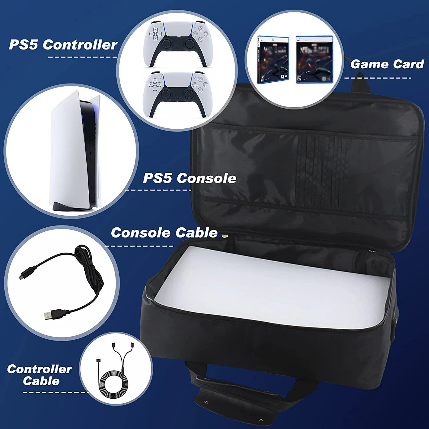 Bolsa de almacenamiento de mano para PS5, Estuche de transporte de viaje para PS 5, bolso de almacenamiento grande de hombro protector, bolso de lona - imagen 3