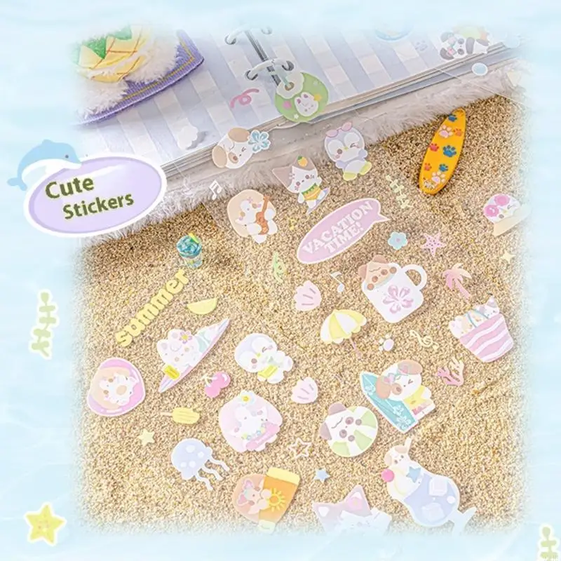 8pcs bolígrafo gel retráctil con estuche lápiz pegatinas 0.5 mm Tintas dibujos animados tintas gel K1KF - imagen 3