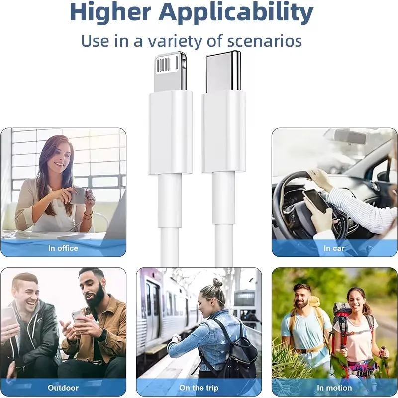 20 piezas Cable de carga rápida de 30W para iPhone 14 13 12 11 8 7 Pro Max Mini rápido - imagen 5