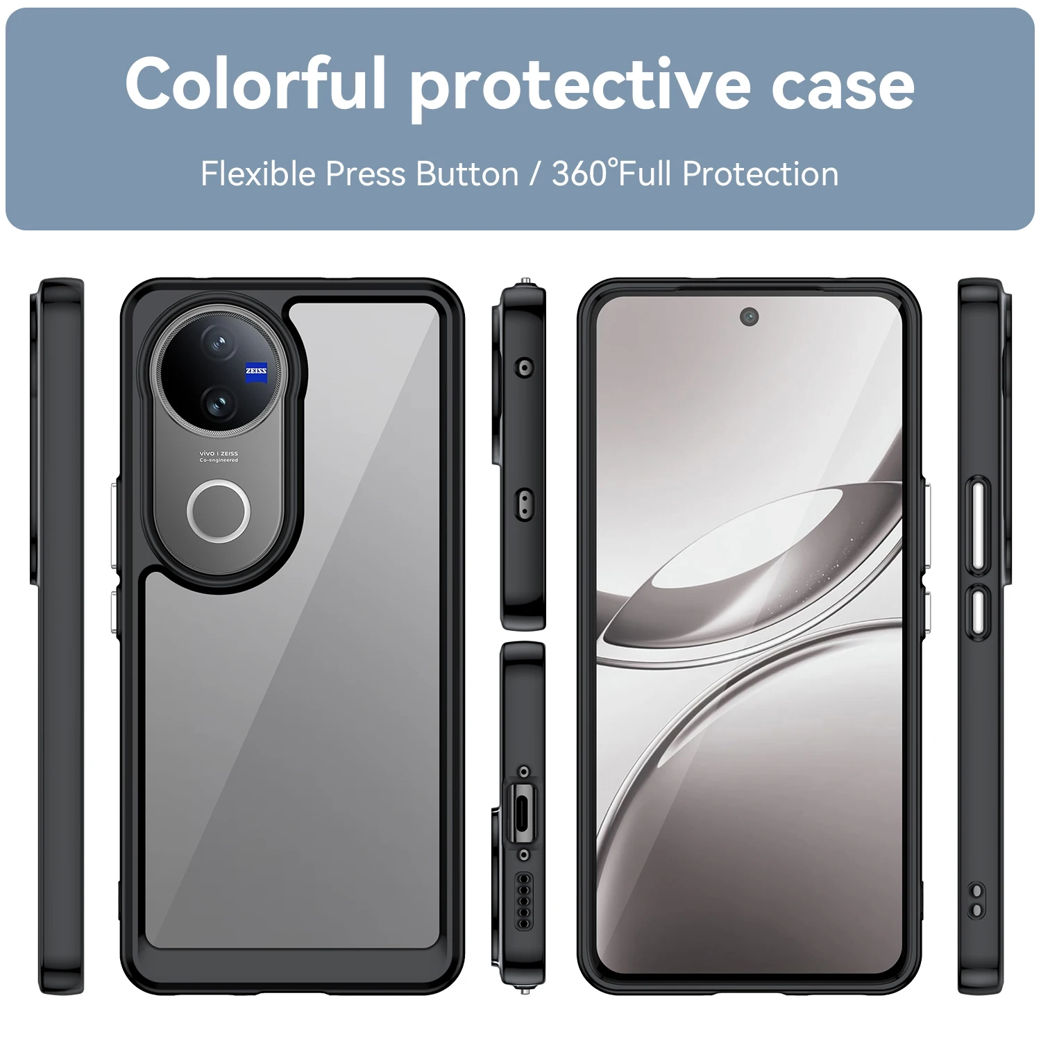 Funda transparente colorida de TPU para Vivo V50 5G, funda protectora transparente, Coque Capa - imagen 5