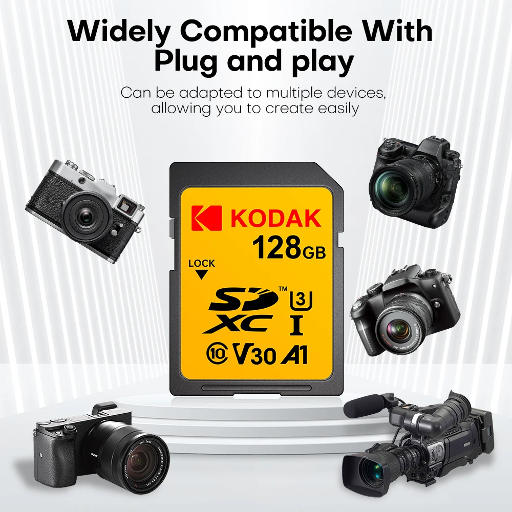 Cámara Kodak dedicada tarjeta SD de alta velocidad UHS-I C10 U3 hasta 100 MB/s 32 GB/64 GB/128 GB/256 GB para fotografía profesional Sorage - imagen 2