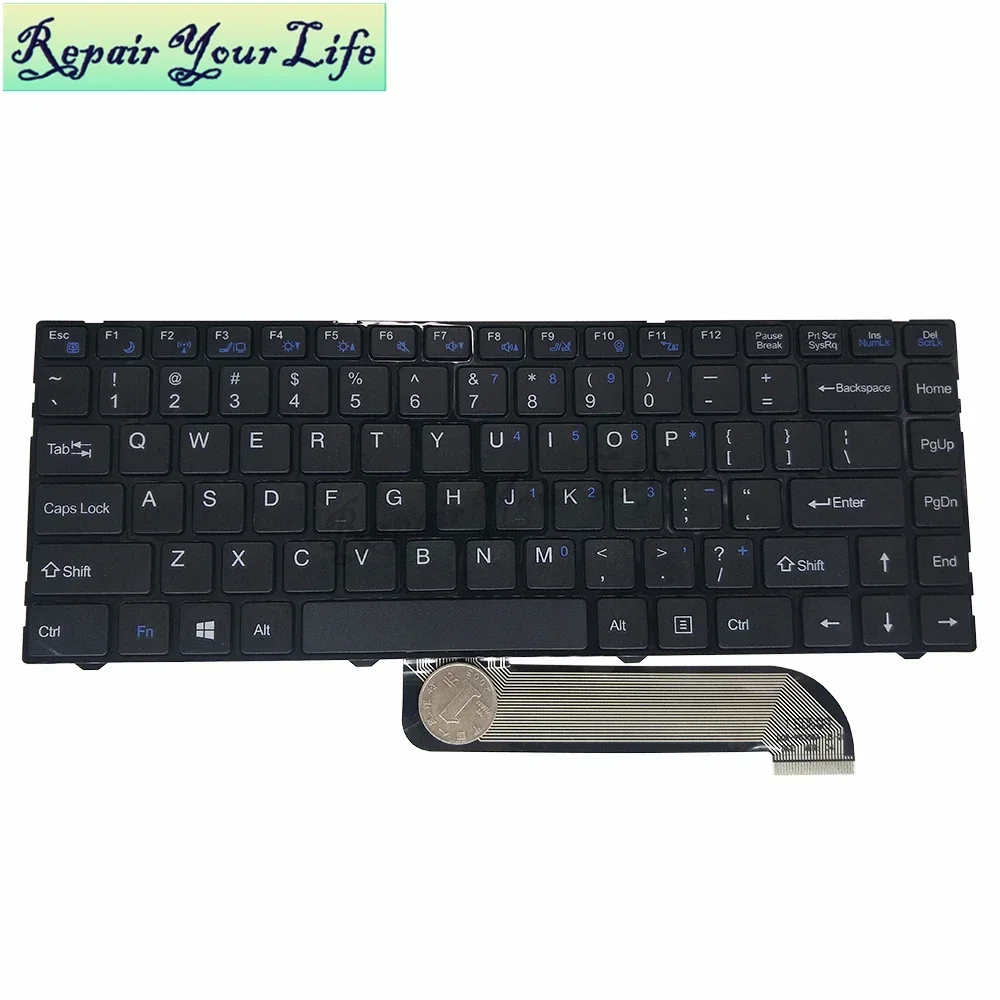 Teclado inglés para ordenador portátil HASEE UI45 UI41 UI47 U45 UI41G UI43 UI43B UI43R UI47-D4 U41G U43 U45 D0K-V6360A negro con marco