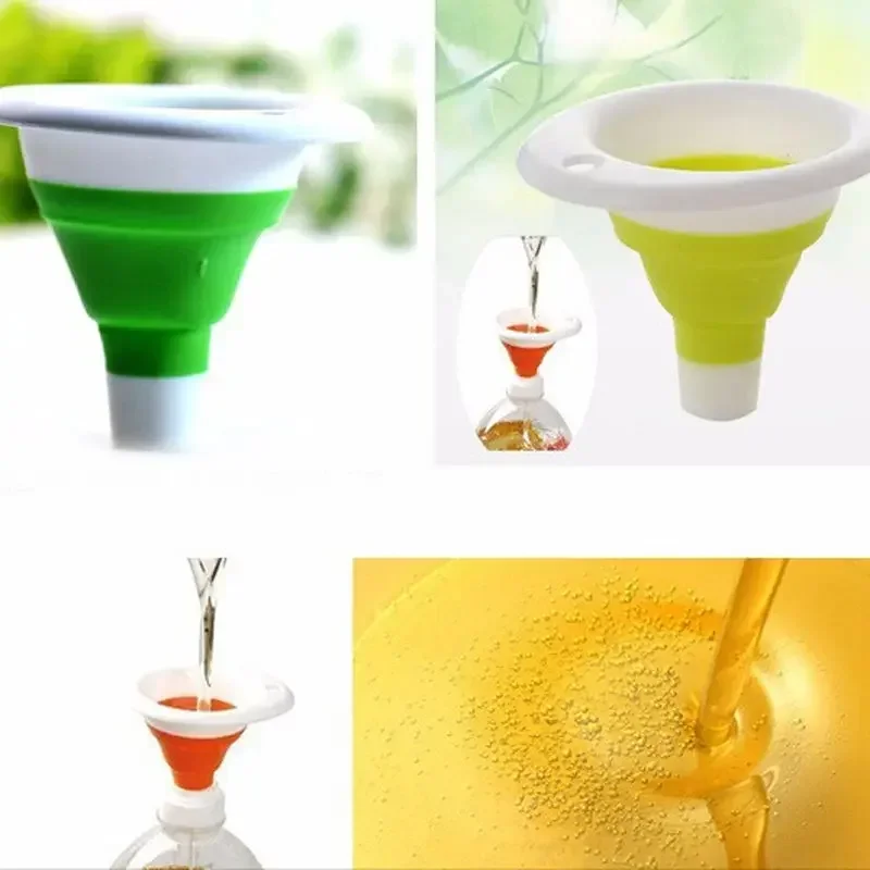 Banggood nuevo Mini embudo telescópico de silicona herramienta de cocina asistente de llenado de fugas de aceite plegable Color aleatorio con caja al por menor