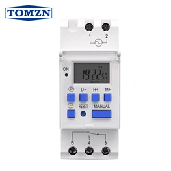 TOMZN AC 220V 230V 12V 24V 48V 16A 1NO 1NC carril Din monofásico semanal 7 días programable interruptor de tiempo Digital relé temporizador