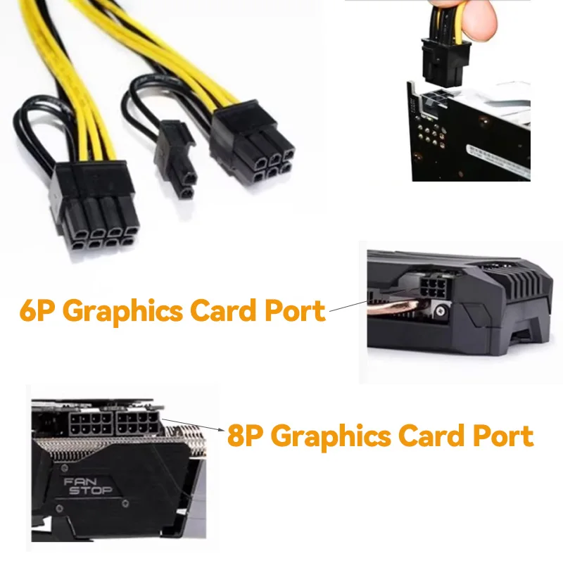 Cable de alimentación para placa base de ordenador, 6p a doble 8p macho/hembra, fuente de alimentación Sata 1/2, Cable divisor Y, Cable de extensión Sata, 1 ud. - imagen 2