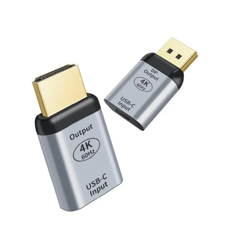 Adaptador USB tipo C hembra a HDMI Compatible con DP macho, convertidor de enchufe USB C 4K 60Hz para conector de portátil y portátil