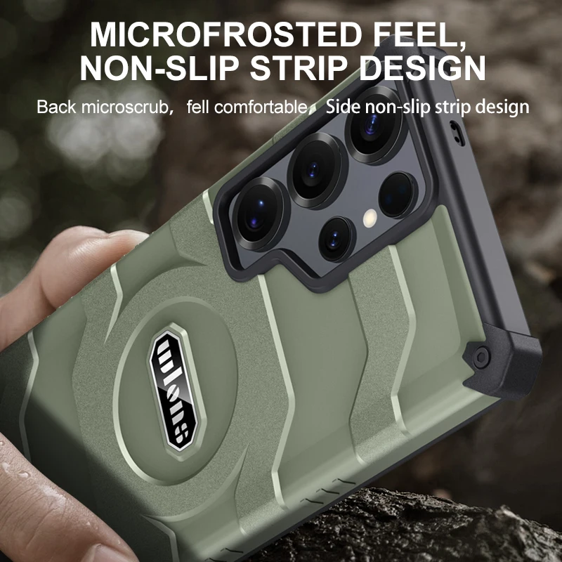 Wlons Fierce Warrior-funda magnética militar resistente Magsafe para Samsung Galaxy S25, funda trasera de protección Ultra probada por caídas - imagen 5