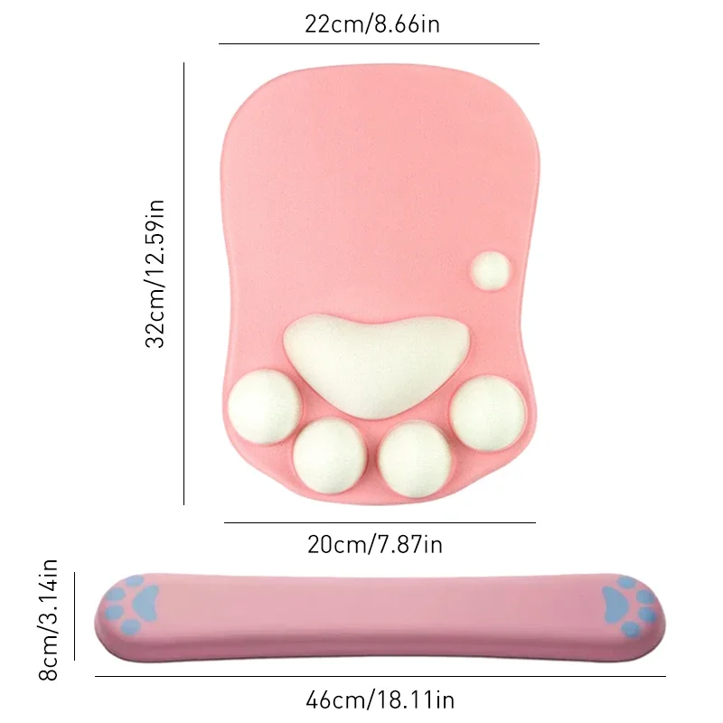 Soporte para reposamuñecas para alfombrilla de ratón 3D, posavasos circular con forma de pata de gato, alfombrilla para ratón para juegos, espuma viscoelástica de Gel ergonómica para ordenador, portátil - imagen 3