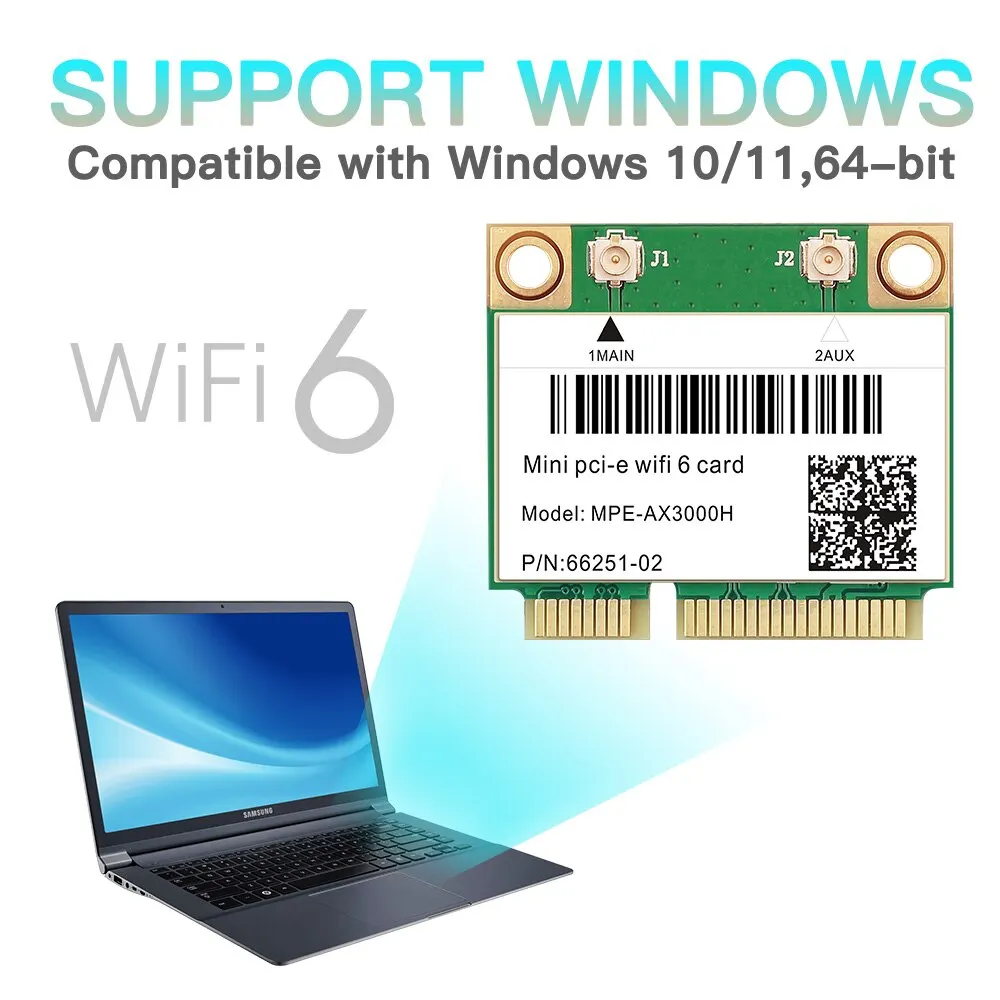 Fvi-tarjeta WiFi de banda Dual, dispositivo de 2974Mbps, 2,4G/5Ghz, para Bluetooth 5,2, red PCI-E, Wlan, 802.11AX, Win 10 - imagen 5