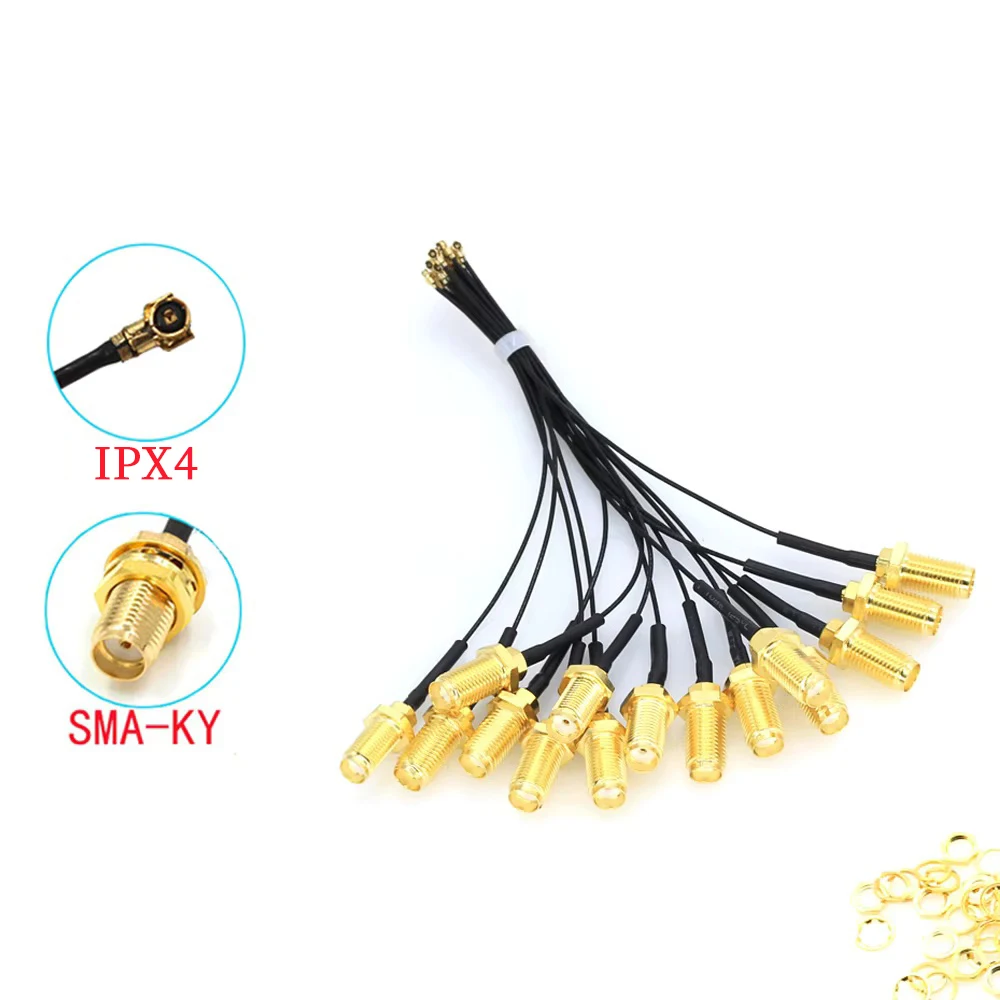 5 uds RP-SMA a U.FL IPX MHF4 Cable en espiral antena para NGFF M.2 9260 9560 8265 NGW con antenas para tarjeta/roteador inalámbrico Wifi - imagen 4