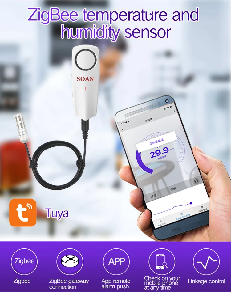 Termómetro higrómetro inteligente Tuya Zigbee con carga USB de temperatura externa o bate recargable - imagen 2