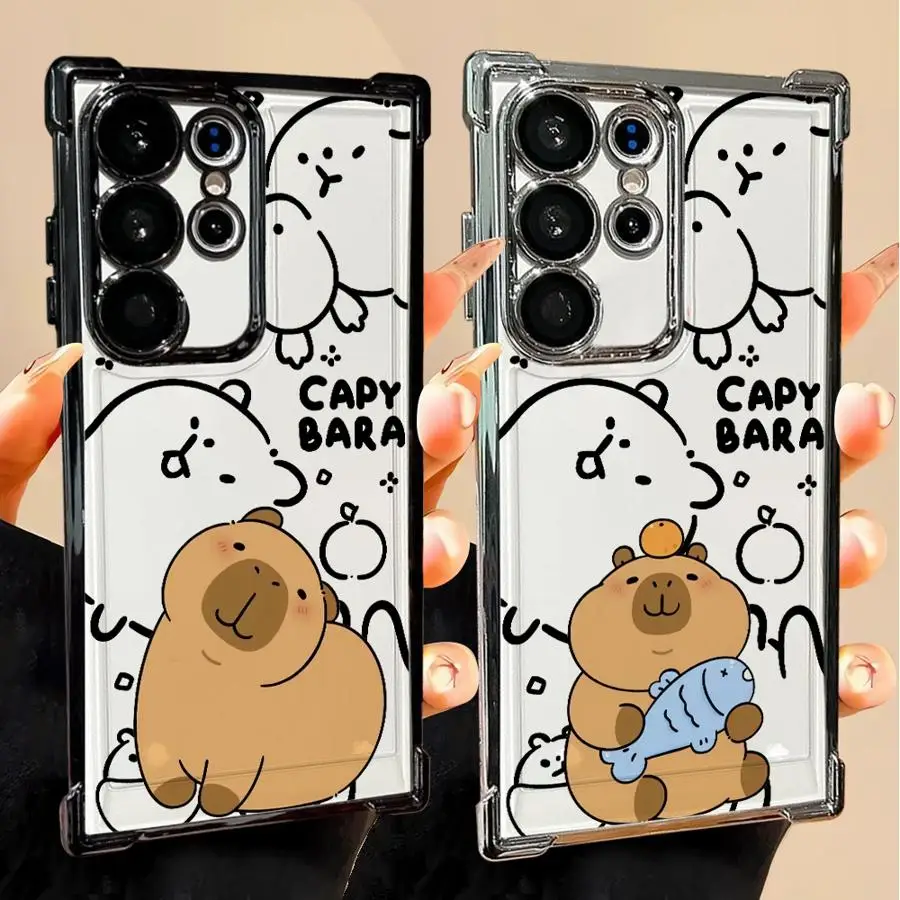 Funda suave para Samsung Galaxy S23 S24 S21 Plus S20 FE S22 Ultra S25 Edge lindo capibara dibujos animados