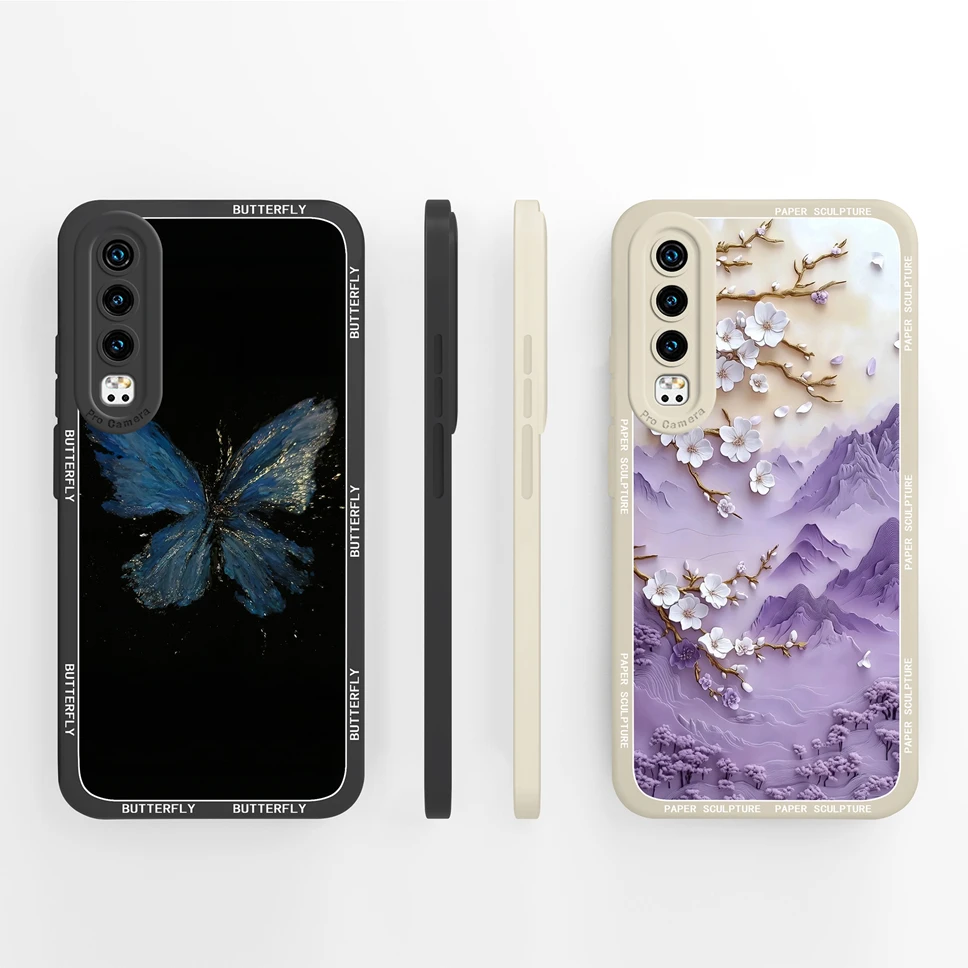 Para Huawei P30 Pro P30 Lite funda de teléfono encantador gato flores suave carcasa de silicona líquida para Huawei P 30 Anti caída Capa de alta calidad - imagen 4