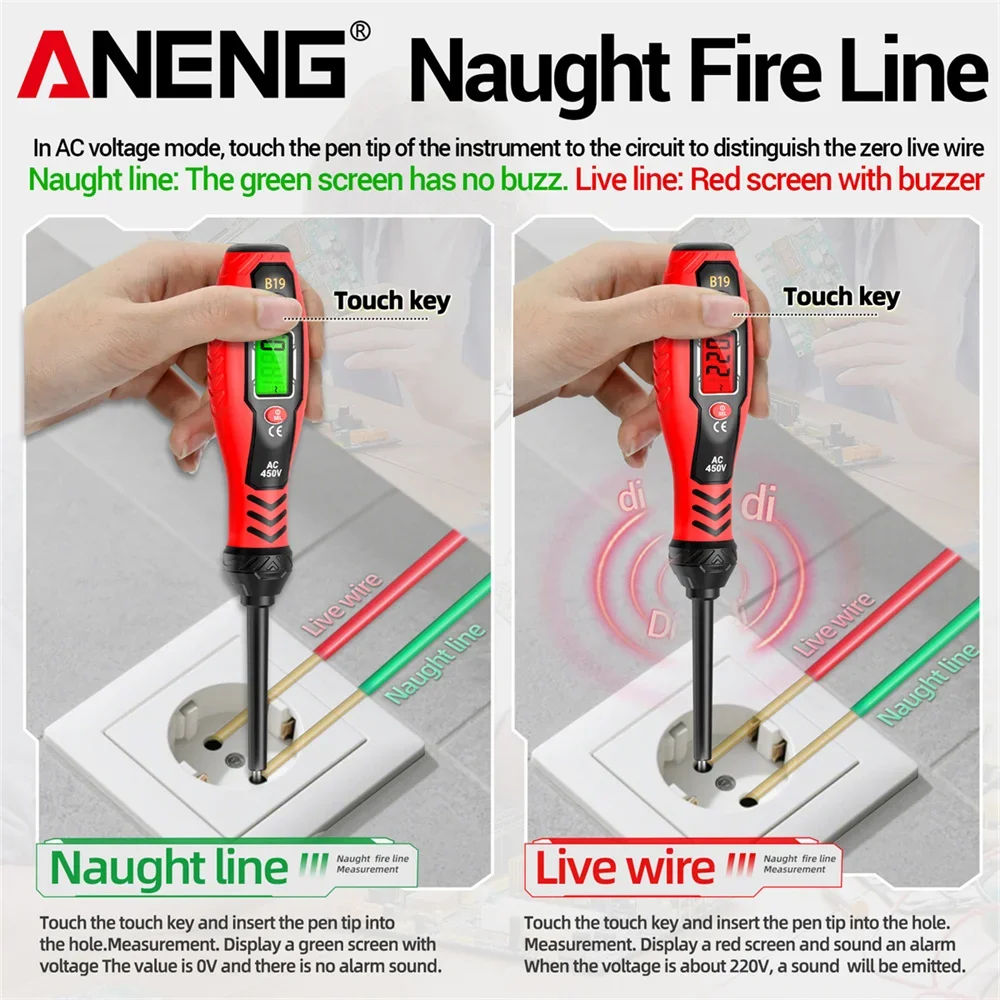 Multímetro Digital, medidor de abrazadera ANENG PN200 + B19, bolígrafo probador de voltaje, prueba sin contacto, herramientas de búsqueda de punto de interrupción de diagnóstico de 30-1000V - imagen 5
