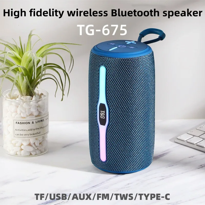 Altavoz Bluetooth TG675, dispositivo con luz LED de Color con inserto de tarjeta, USB, Radio FM, regalo de moda, altavoz estéreo de graves pesados - imagen 2