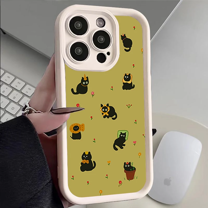¿Qué es el lindo gato haciendo? Funda para iPhone 11 12 13 14 15 16PRO MAX PLUS Cobertura completa de lentes Prevención de caídas funda de teléfono tpu