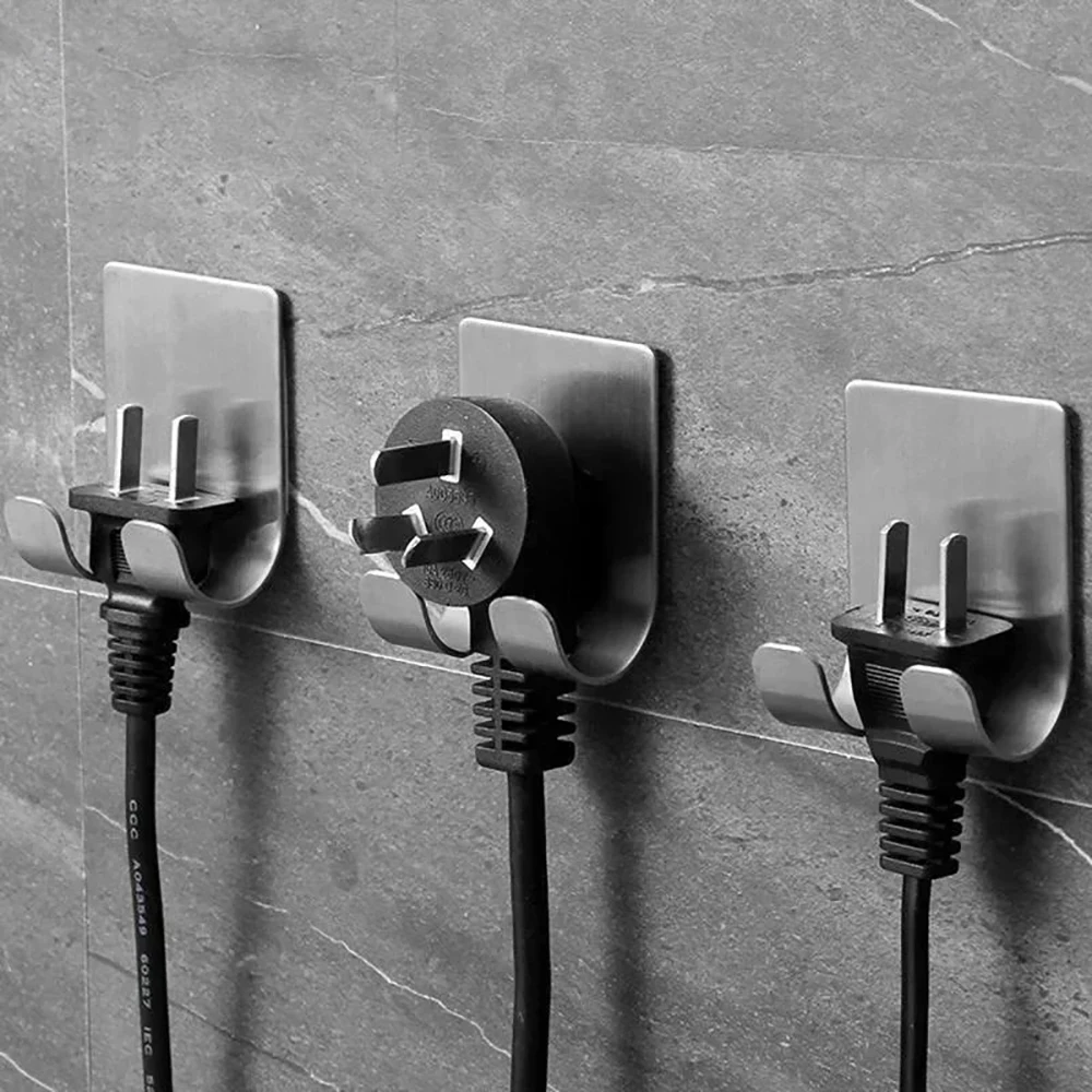 Soporte para maquinilla de afeitar sin perforaciones, gancho de almacenamiento, accesorios de baño multiusos de aluminio espacial - imagen 2