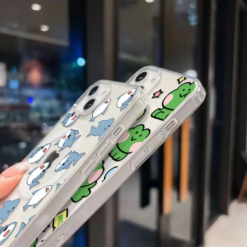 Funda de teléfono magnética Magsafe con dibujos de rana y tiburón para Samsung Galaxy S25 S24 S23 S22 S21 S20 FE Plus Ultra 5G, funda transparente suave - imagen 4