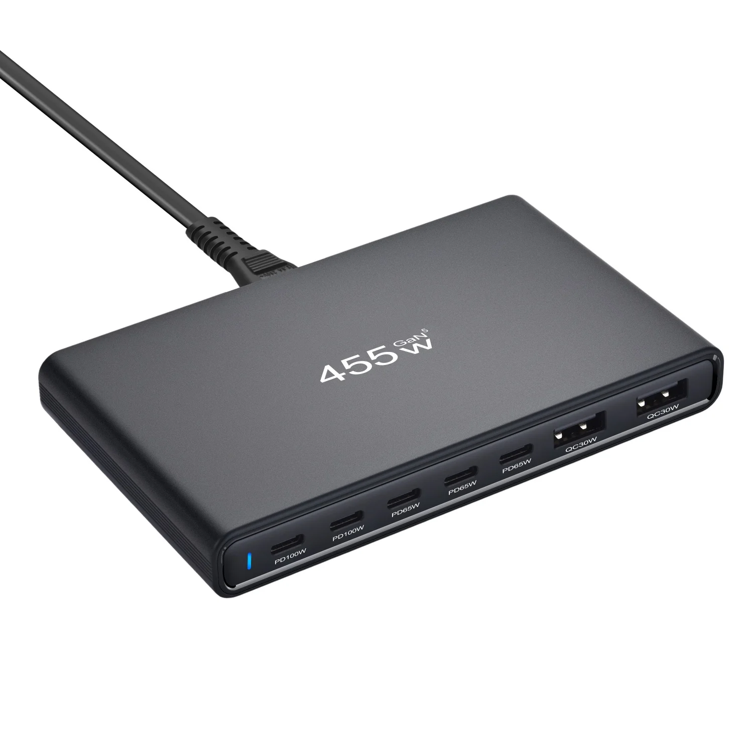 Nuevo cargador rápido USB-C, cargador de escritorio GaN de 455W, cargador 5C2A multipuerto de carga rápida para teléfonos, tabletas y más - imagen 3