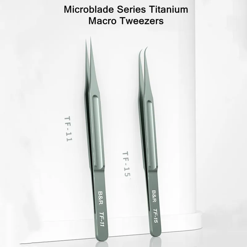 Pinzas de aleación de titanio no magnéticas B & R TF-11 TF-15, Clips de sujeción de línea de mosca de huellas dactilares, placa PCB de teléfono móvil Ultra afilados - imagen 4