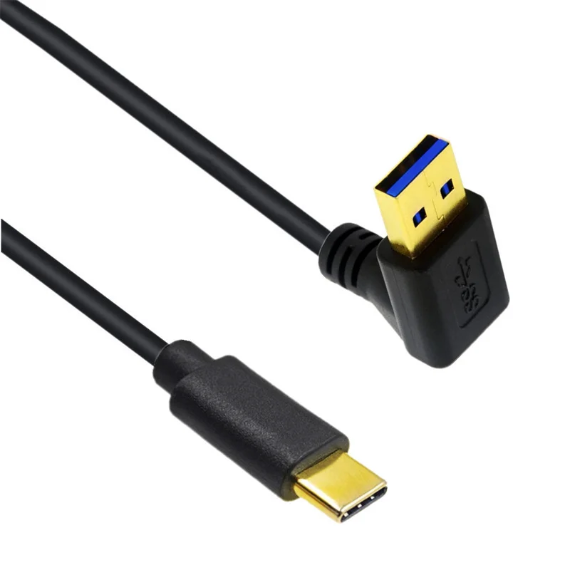 Cable adaptador USB 3,0 tipo A macho A USB 3,1 tipo C macho, conector chapado en oro, ángulo de 90 grados, arriba y abajo, izquierda y derecha, 0,2 m - imagen 5